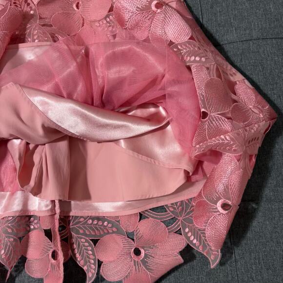 White House Black Market Dress Women 6 Gelato Peach Pink Tonal Lace Fit Flare - Picture 7 of 8